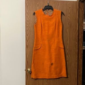 Vintage Jonathan Logan Orange Woven Cotton 1960s Sleeveless Dress Size 13